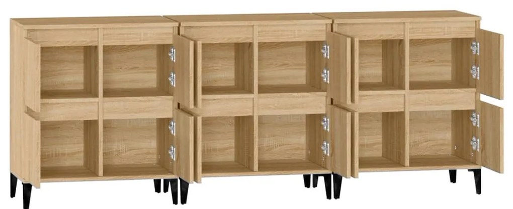 vidaXL Ντουλάπια 3 τεμ. Sonoma Δρυς 60x35x70 εκ. Επεξεργασμένο Ξύλο