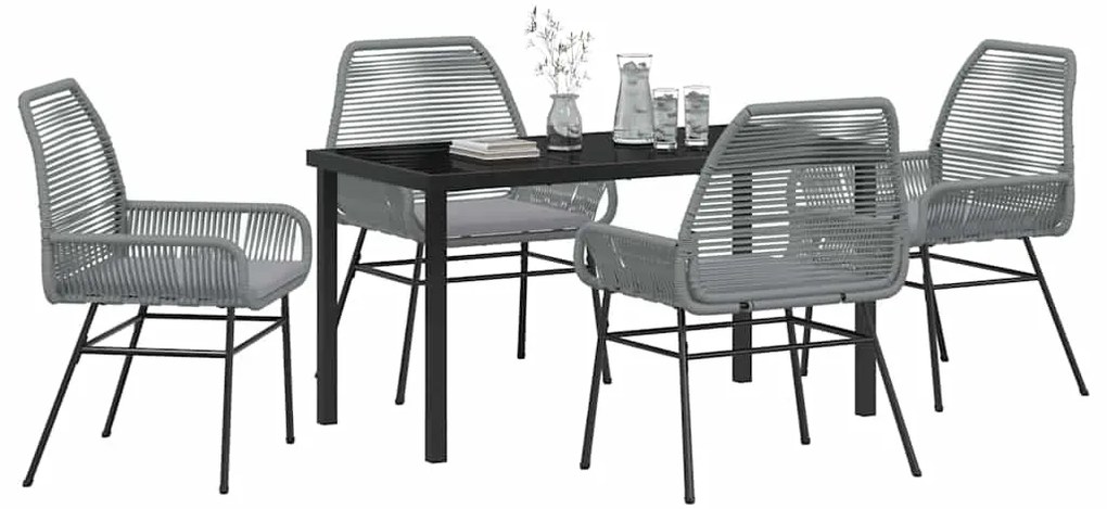 vidaXL Σέτ φαγητού για κήπο με μαξιλάρι 5 pcs Γκρι συνθετικό ρατάν