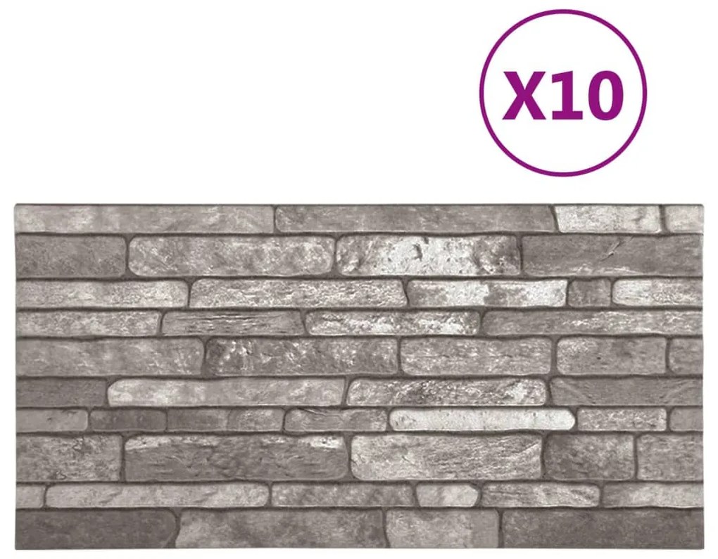 vidaXL Πάνελ Τοίχου 3D 10 τεμ. Σχέδιο Τούβλα Σκούρο Γκρι EPS