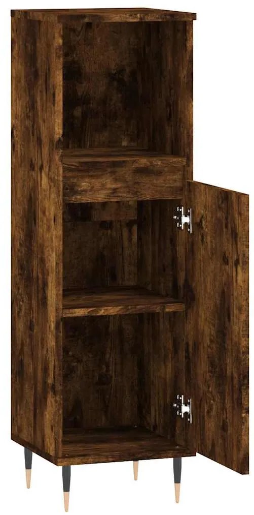 vidaXL Ντουλάπι Μπάνιου Καπνιστή Δρυς 30x30x100 εκ. Επεξεργασμένο Ξύλο