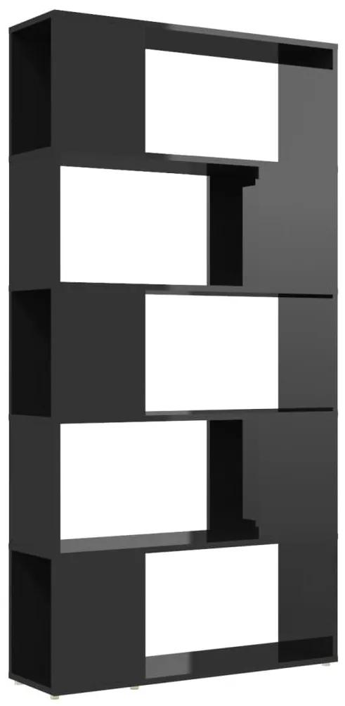 Βιβλιοθήκη/Διαχωρ. Χώρου Γυαλ. Μαύρο 80x24x155 εκ. Μοριοσανίδα - Μαύρο