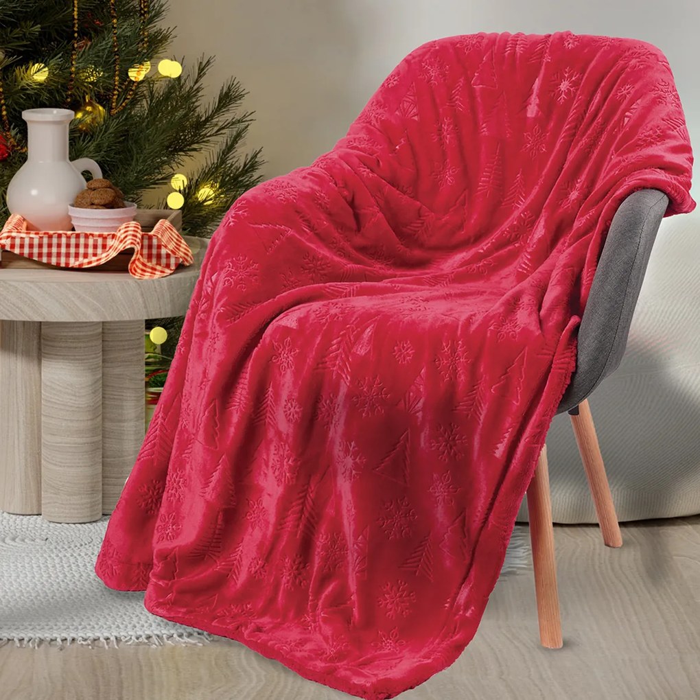 Χριστουγεννιάτικη Κουβέρτα Καναπέ Fleece (130x170) Das Home 1375 Red