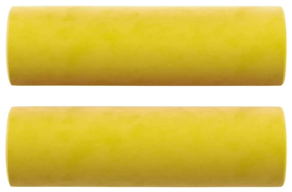 vidaXL Καναπές Διθέσιος Κίτρινο 120 εκ. Βελούδινος με Διακ. Μαξιλάρια