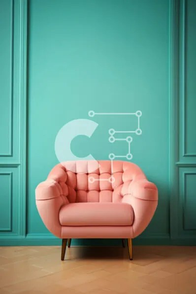 Intra Συλλεκτικό Ξύλινο Παζλ Plywood  4mm - Ροζ καναπές στο Teal Room Σε Ξύλινο Κουτί - Διαστάσεις Puzzle: 10x10 cm – 25 κομμάτια