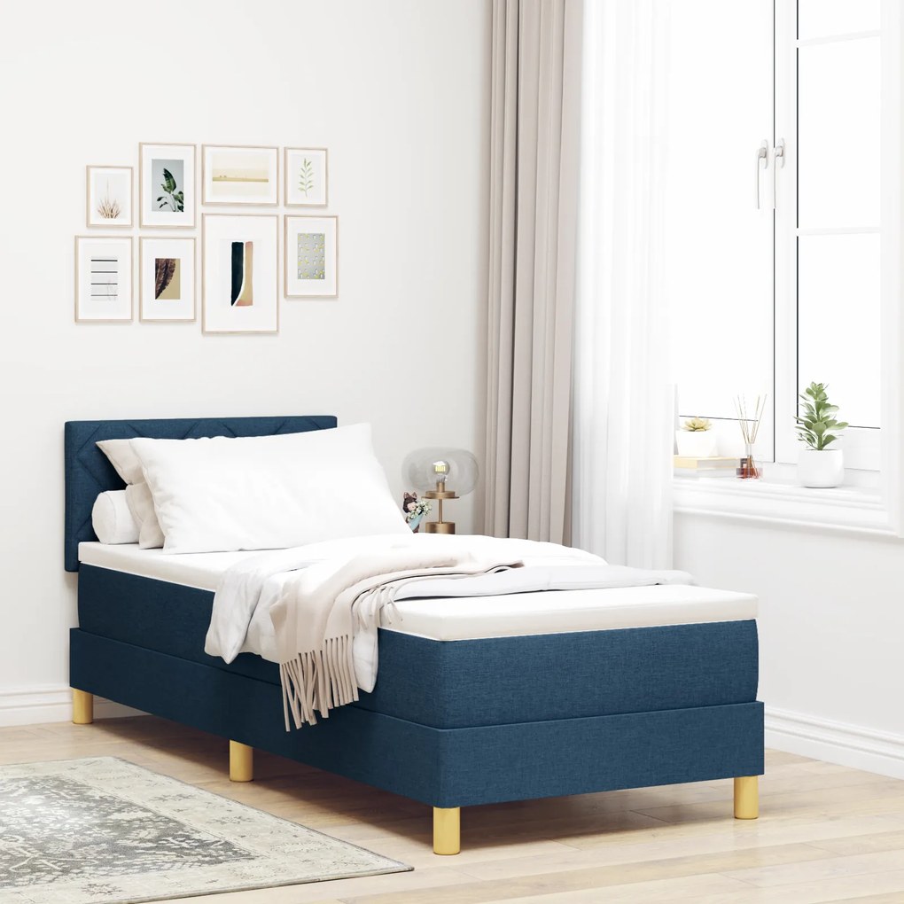vidaXL Κρεβάτι με Στρώμα Μπλε 80x200 cm Ύφασμα