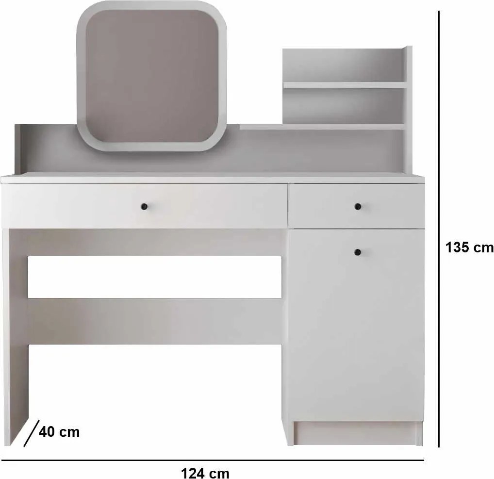 Make-Up Table Harmony 2 Square - White White
