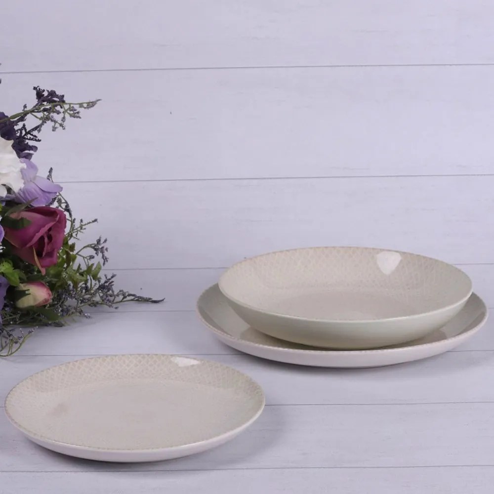 Σερβίτσιο Πιάτα Φαγητού Venus (Σετ 20Τμχ) 25.091.40 White-Beige Cryspo Trio 20 τμχ Κεραμικό