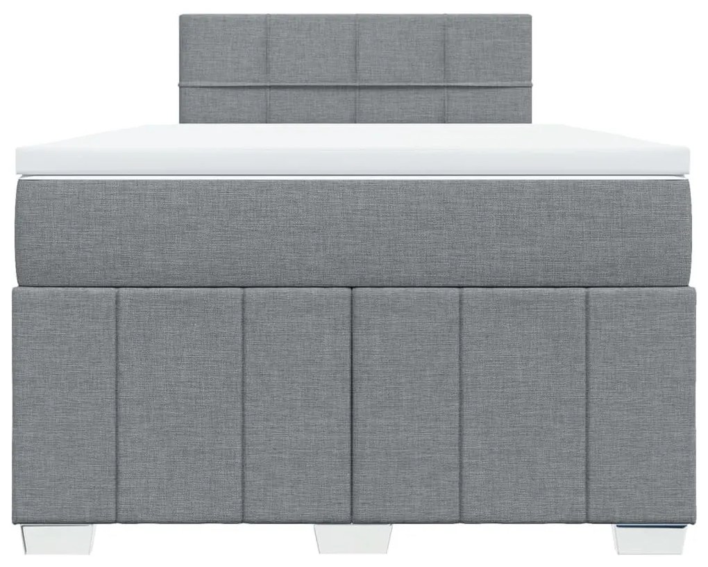 Κρεβάτι Boxspring με Στρώμα Ανοιχτό Γκρι 120x190 εκ. Υφασμάτινο - Γκρι