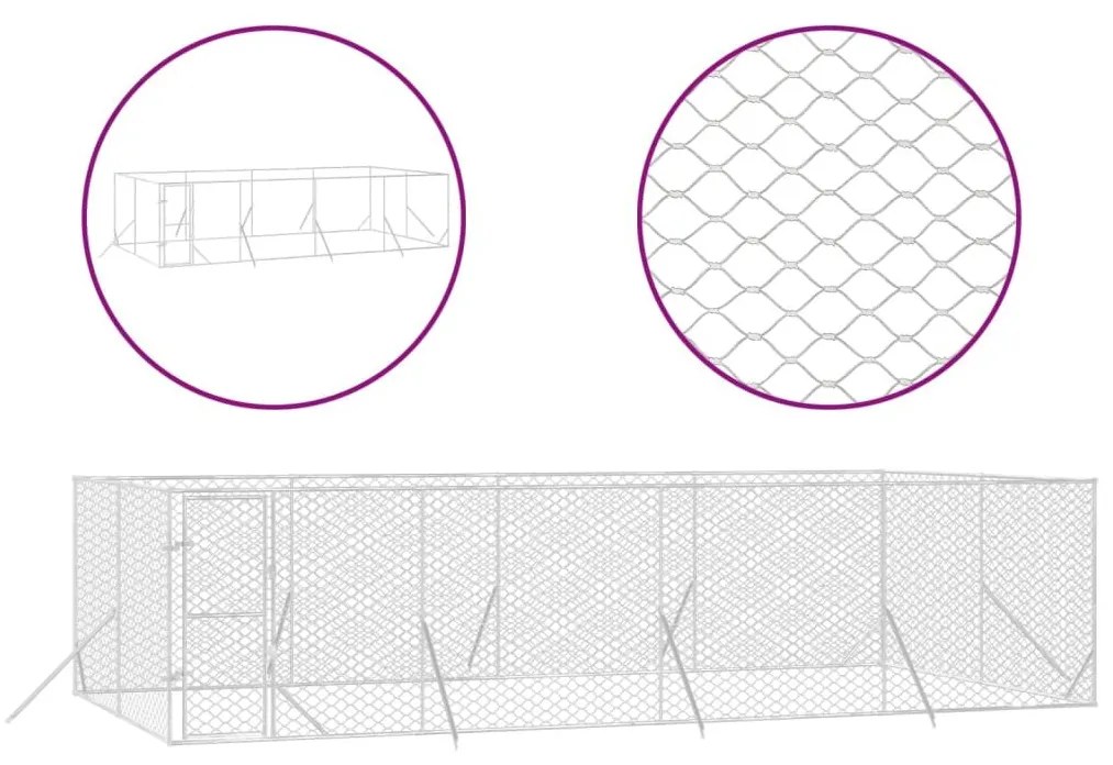 Κλουβί Σκύλου Εξωτερ. Χώρου Ασημί 8x4x2 μ. από Γαλβαν. Ατσάλι - Ασήμι