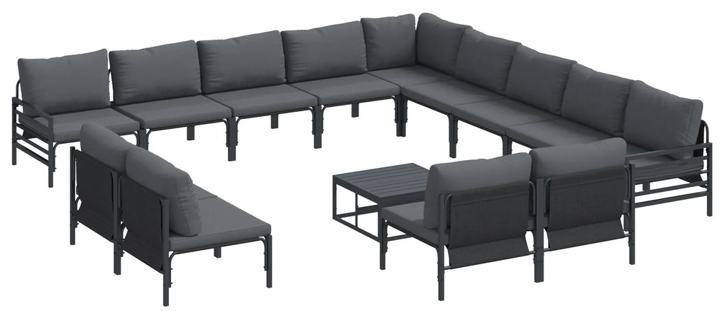 vidaXL Σετ Καναπέ Κήπου 14 pcs Ανθρακί Ατσάλι