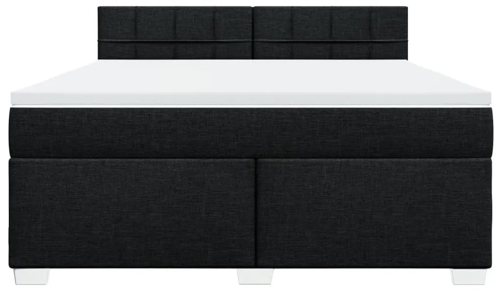 Κρεβάτι Boxspring με Στρώμα Μαύρο 180x200 εκ. Υφασμάτινο - Μαύρο