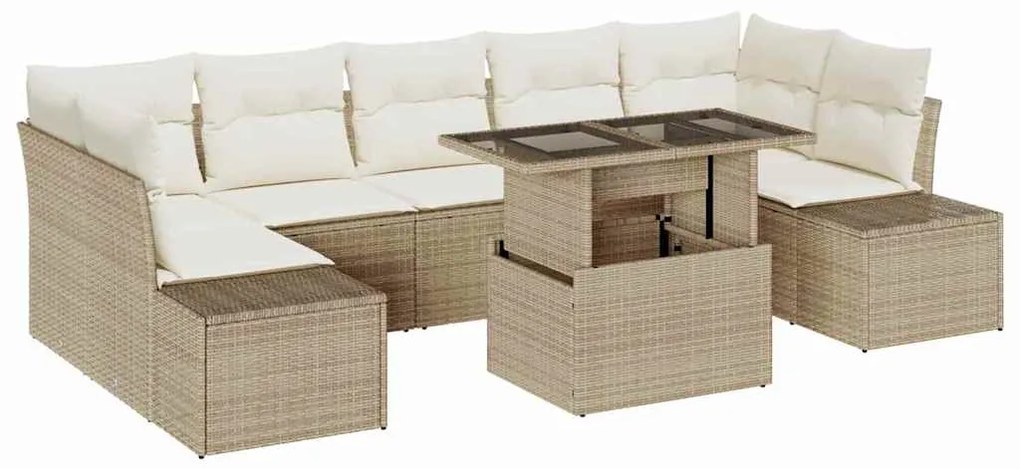vidaXL Σετ Καναπέ Κήπου με μαξιλάρι 8 pcs Μπεζ, Κρέμα 100 x 55 x 73 εκ