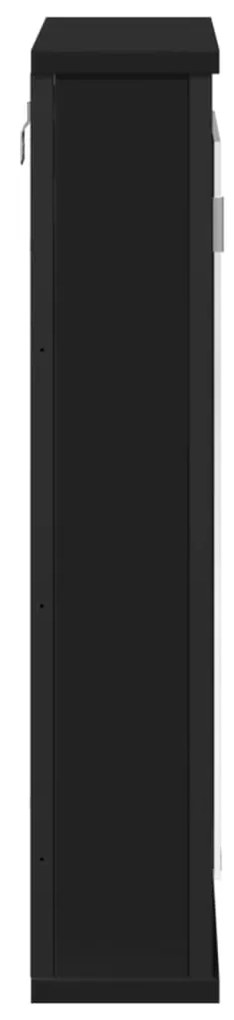 vidaXL Καθρέφτης Μπάνιου με Ντουλάπι Μαύρος 42x12x60 εκ. Επεξ. Ξύλο