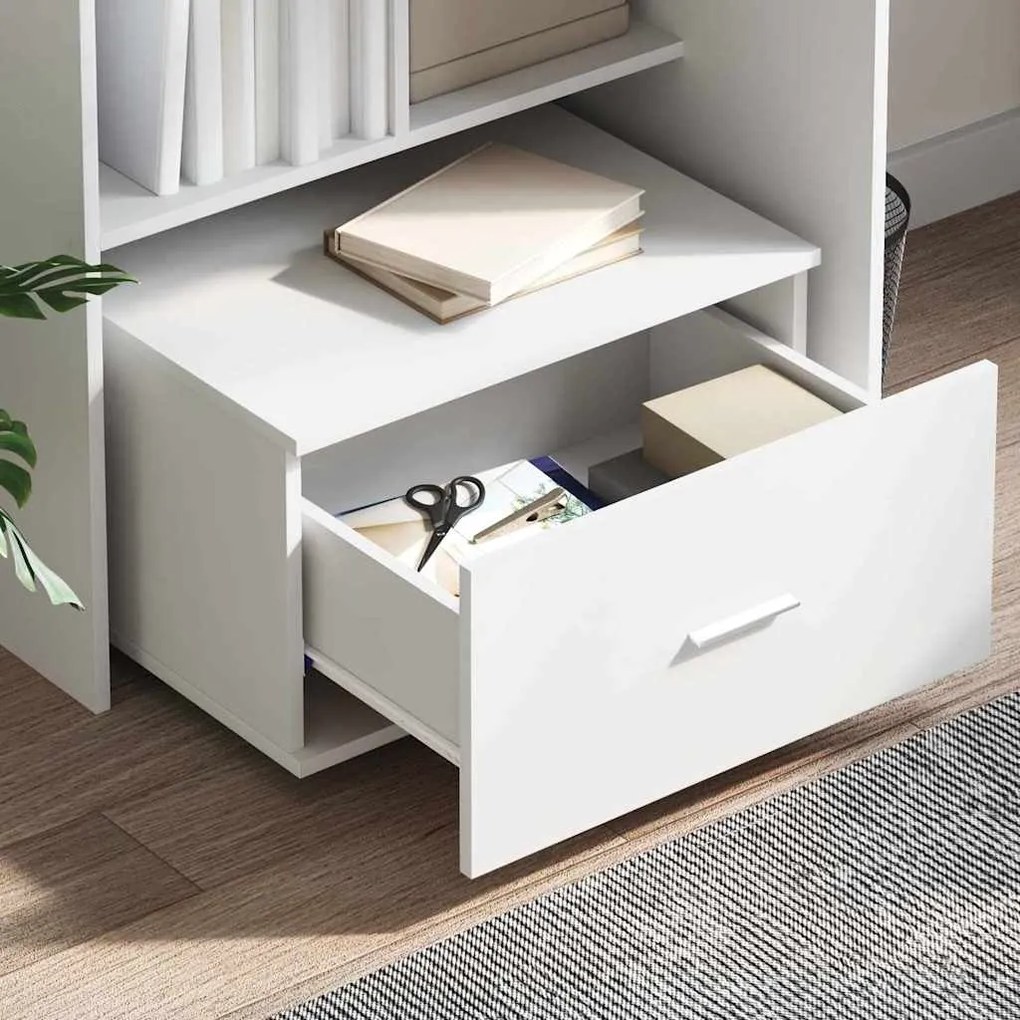 vidaXL Γραφείο με ράφι Λευκό 131.5 x 50 x 106.5 εκ. Επεξεργασμένο ξύλο