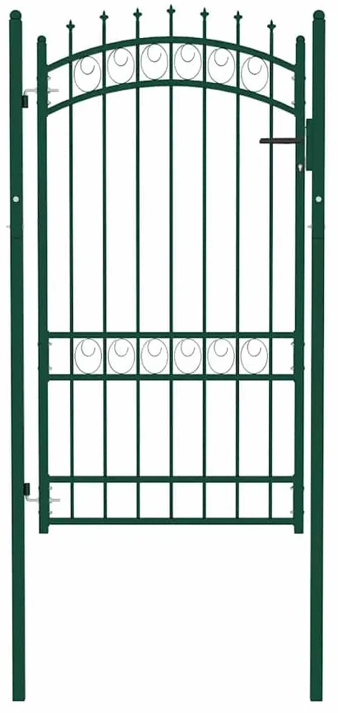 vidaXL Πόρτα Περίφραξης με Ακίδες Πράσινη 100 x 175 εκ. Ατσάλινη