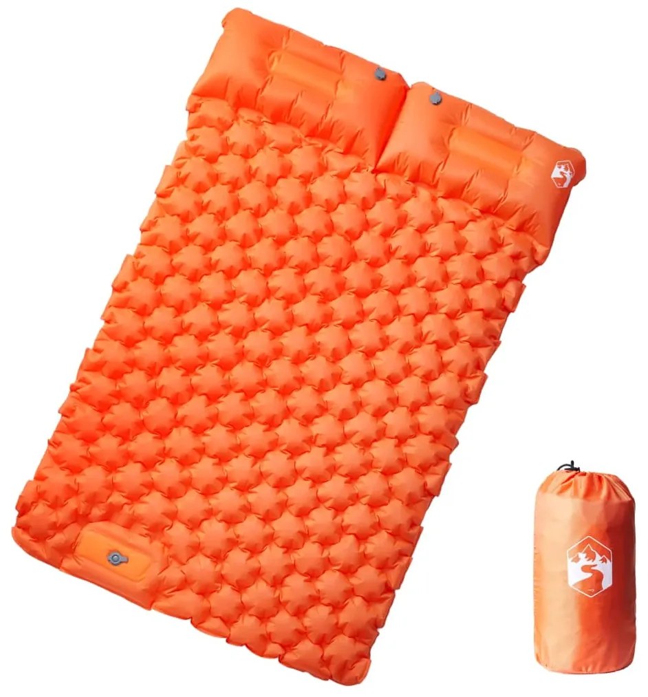 vidaXL Στρώμα Κάμπινγκ Αυτοφούσκωτο Διπλό με Μαξιλάρια Πορτοκαλί