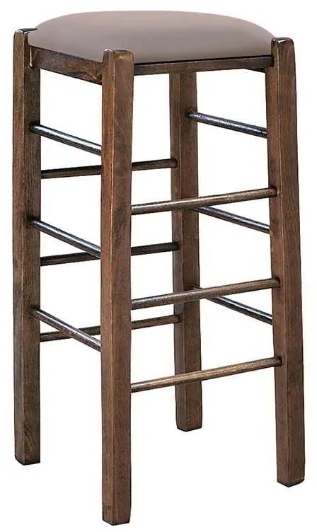 ΤΑΒΕΡΝΑΣ Σκαμπό BAR- Οξιά Βαφή Εμποτισμός Καρυδί- Κάθισμα Pu Cappuccino 35x35x81cm