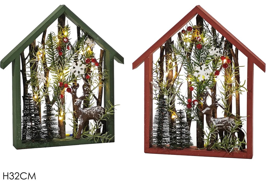 Χριστουγεννιάτικη Διακόσμηση Με Φως, Κλαδιά Και Κώνους 32cm Σε 2 Σχέδια