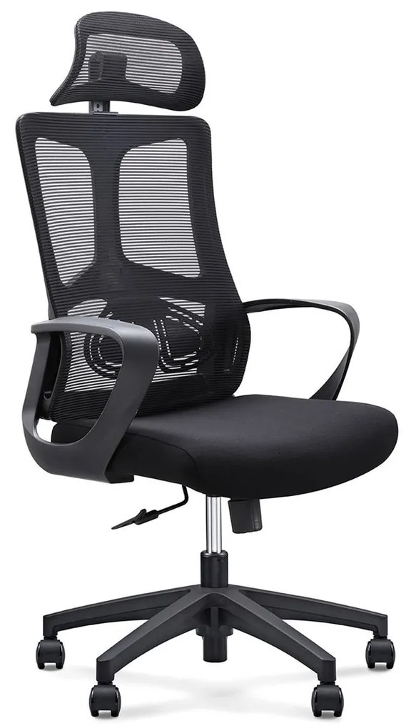 BF8600 Πολυθρόνα Γραφείου Διευθυντή, Mesh Μαύρο, Ύφασμα Μαύρο 62x68x114/124cm