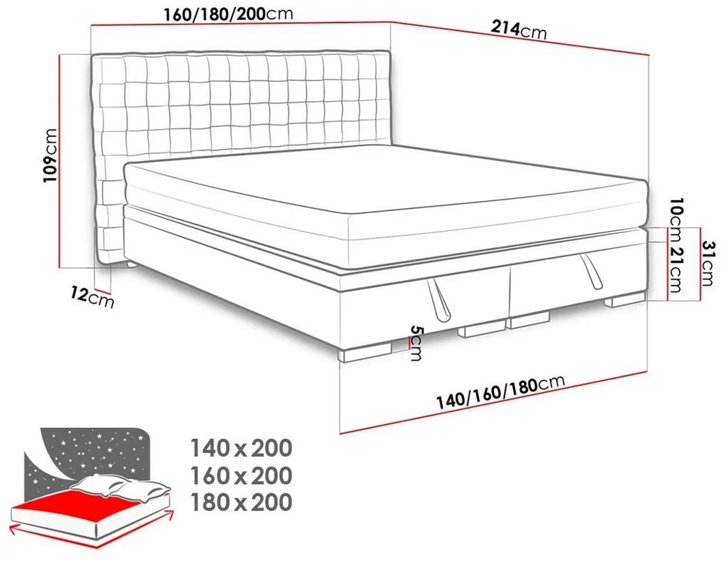 Κρεβάτι Florence 110, Διπλό, Γκρι, 160x200, Ταπισερί, Τάβλες για Κρεβάτι, 180x214x109cm, 114 kg | Epipla1.gr