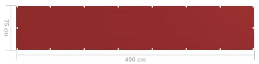 Διαχωριστικό Βεράντας Κόκκινο 75 x 400 εκ. από HDPE - Κόκκινο