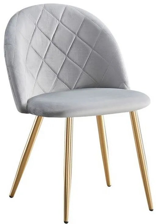 Καρέκλα Bella ΕΜ759,2G 50x56x80cm (Σετ 4τμχ) Gold - Grey Μέταλλο,Ύφασμα