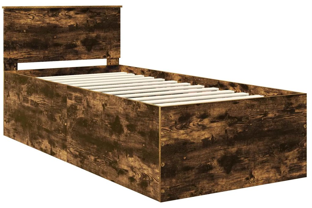 vidaXL Σκελετός Κρεβατιού με κεφαλάρι Καπνιστό Δρύς 120 x 200 cm