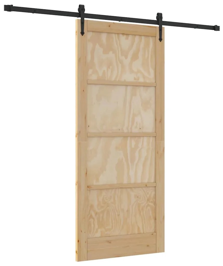 vidaXL Συρόμενη Πόρτα Καφέ 86 x 198.5 cm Μασίφ ξύλο πεύκου
