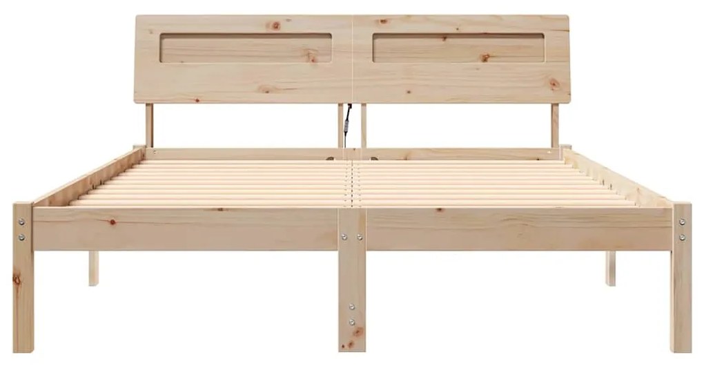 vidaXL Σκελετός Κρεβατιού Καφέ 135 x 190 cm Μασίφ ξύλο πεύκου