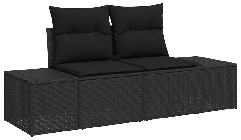 vidaXL 7 Τεμαχίων Σετ Καναπέ Κήπου με Μαξιλάρια Μαύρο Πολυ Ρατάν