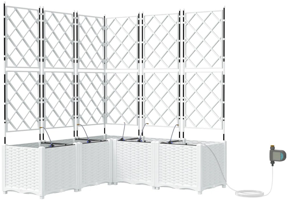 vidaXL Ζαρντινιέρες κήπου Καφασωτό Λευκό 120 x 120 x 142 cm Πλαστικό