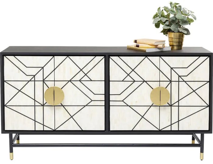 Μπουφές Credenza Ξύλο Μαύρο 150x40x80εκ - Μαύρο