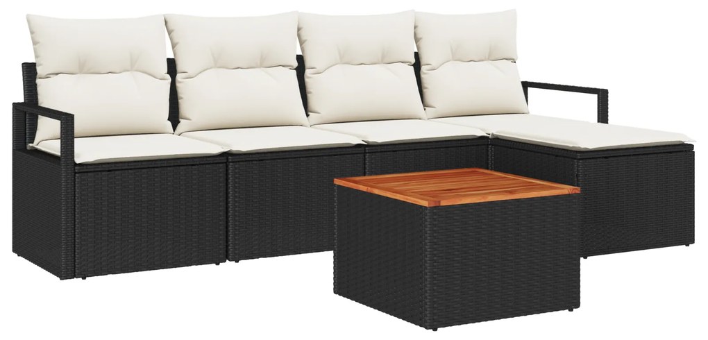 vidaXL Σετ Καναπέ Κήπου 6 pcs Μαύρος, λευκός Μεγάλο Ρατάν