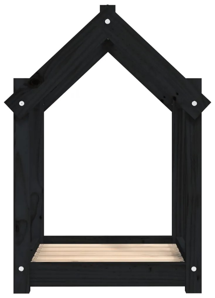 vidaXL Κρεβάτι Σκύλου Μαύρο 61x50x70 εκ. από Μασίφ Ξύλο Πεύκου