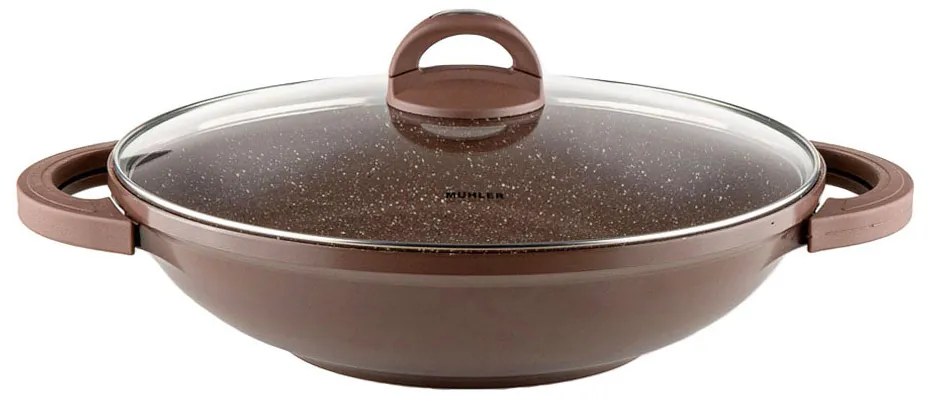 Muhler Mia MR-3285M Wok με Καπάκι από Χυτό Αλουμίνιο με Επίστρωση από Πέτρα 32cm