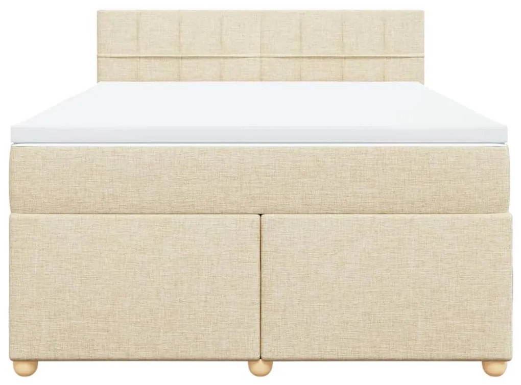 Κρεβάτι Boxspring με Στρώμα Κρεμ 140x190 εκ. Υφασμάτινο - Κρεμ