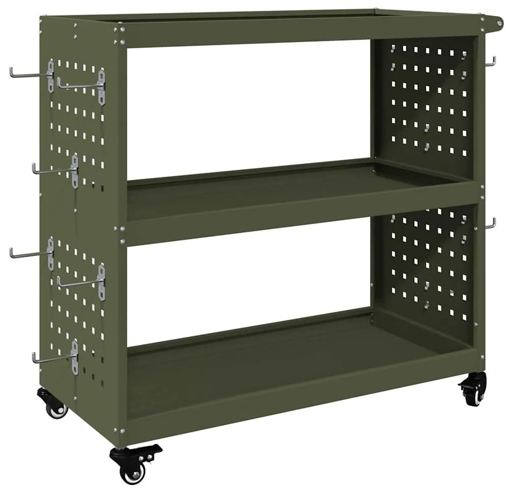 vidaXL Καρότσι εργαλείων με ράφι Λαδί 75 x 35 x 73 εκ. Κρύα χάλυβας