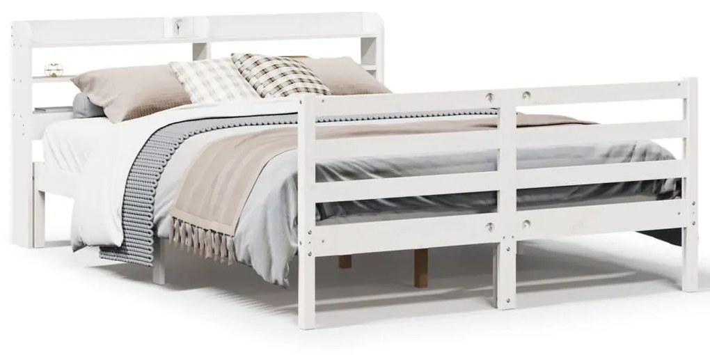 Σκελετός Κρεβατιού με Κεφαλάρι Χωρίς Στρώμα Λευκό 160x200 εκ.