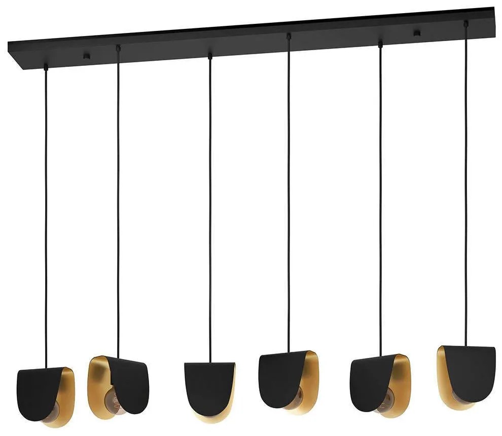 Φωτιστικό Οροφής - Ράγα Serenara 390184 138x25x150cm 6xE27 40W Black-Gold Eglo Ατσάλι