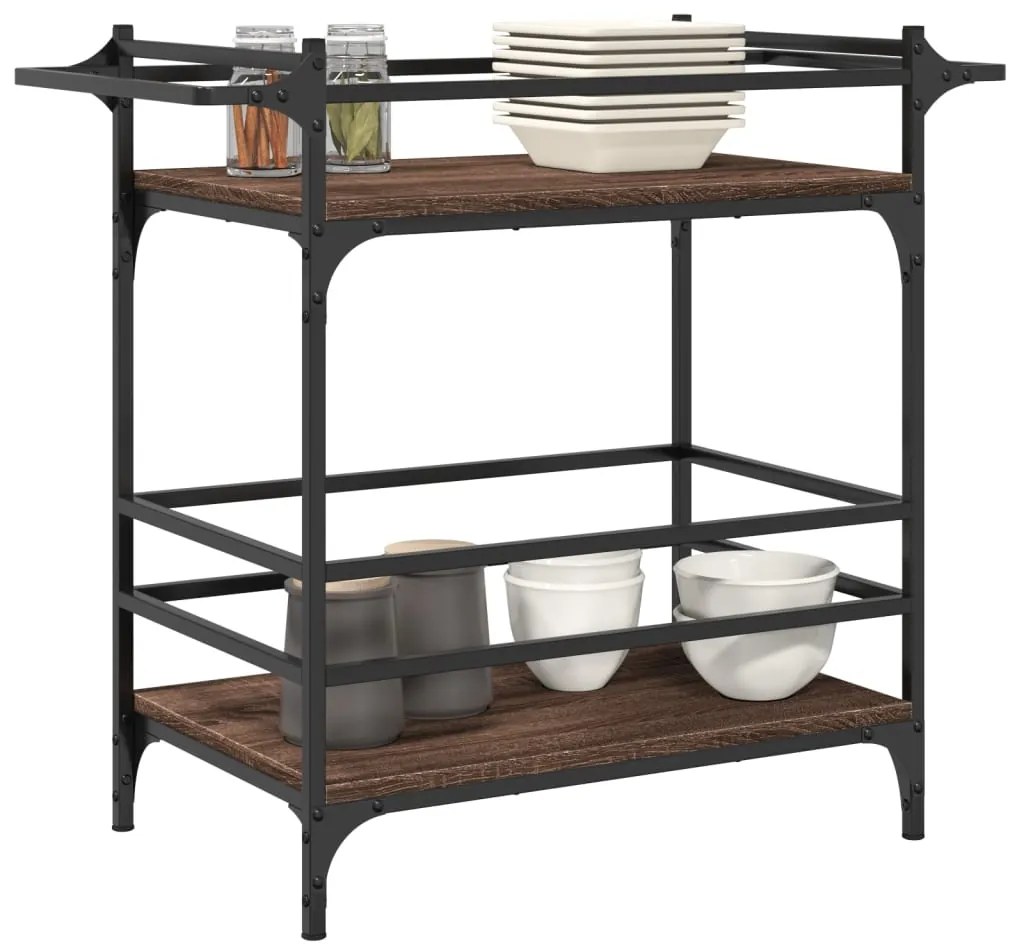 vidaXL Τρόλεϊ Κουζίνας Καφέ Δρυς 82x40x78,5 εκ. από Επεξεργασμένο Ξύλο