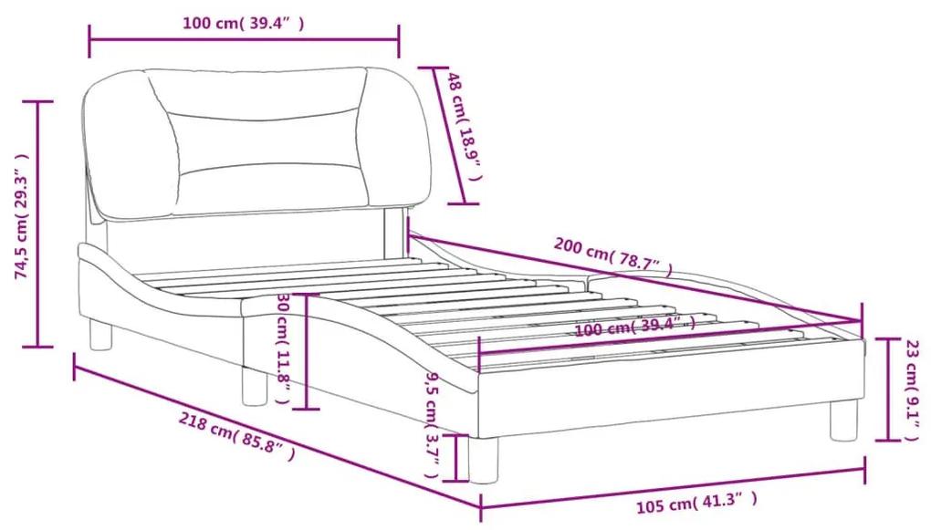 Πλαίσιο Κρεβατιού με Κεφαλάρι Taupe 100x200 εκ. Υφασμάτινο - Μπεζ-Γκρι