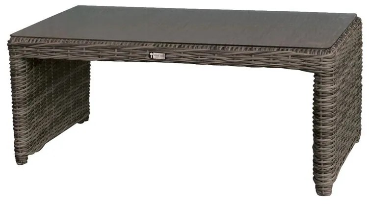 WOODWELL Ε656MONTANA Τραπεζάκι Σαλονιού Κήπου-Βεράντας ALU, Φ5mm Round Wicker Grey Brown 100x50 H.45cm Ε656