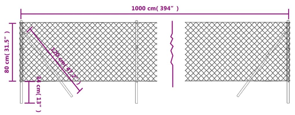 vidaXL Συρματόπλεγμα Περίφραξης Ανθρακί 0,8 x 10 μ.