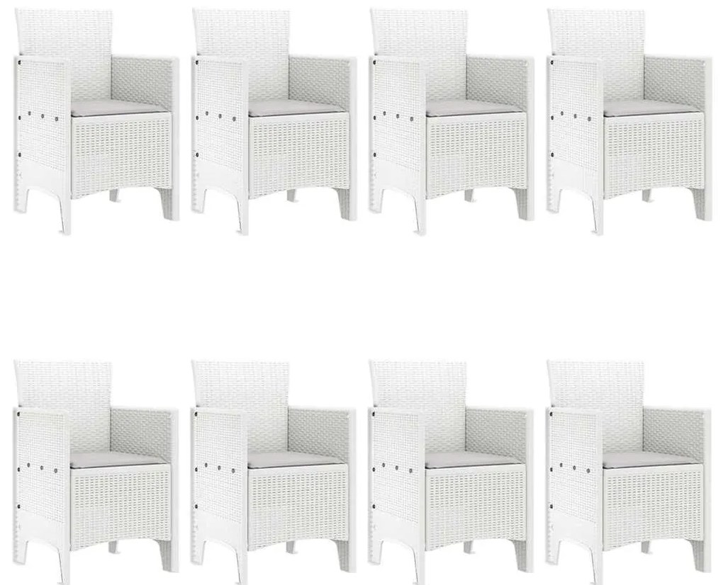 vidaXL Σέτ φαγητού για κήπο 9 pcs Λευκό Rattan Polt