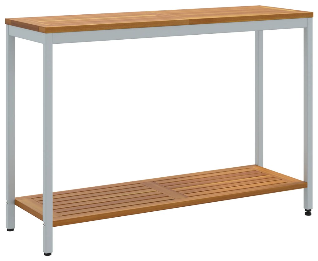 vidaXL Εξωτερικό Τραπέζι Φυσικό & Γκρι 35x110x75 εκ. Μασίφ Ξύλο και Ατσάλι