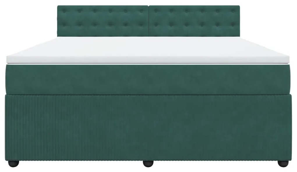 vidaXL Κρεβάτι Boxspring με Στρώμα Σκούρο Πράσινο 180x200εκ. Βελούδινο