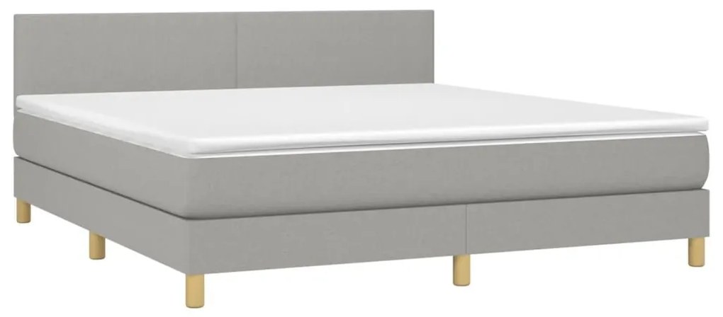 Κρεβάτι Boxspring με Στρώμα Αν. Πράσινο 160x200εκ Υφασμάτινο - Γκρι