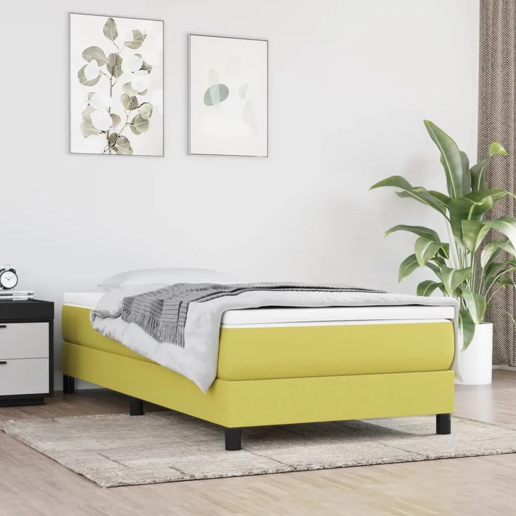 vidaXL Πλαίσιο Κρεβατιού Boxspring Πράσινο 90x190 εκ. Υφασμάτινο