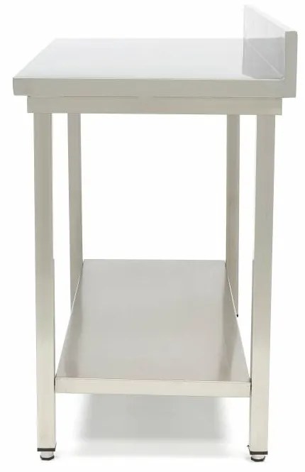 Stainless Steel Table - 80 x 60cm - Adjustable Height - with Backsplash and Storage Shelf