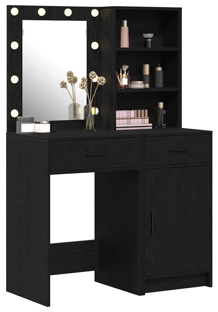 vidaXL Σετ Τραπεζιού Μακιγιάζ 2 pcs Μαύρη δρυς 50 x 41 x 135 εκ